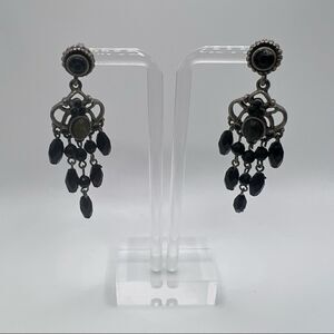 Black and Gray Costume Fashion Chandelier Earrings